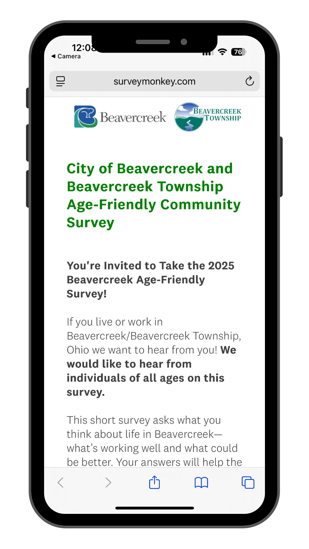 Cell phone with image of survey 